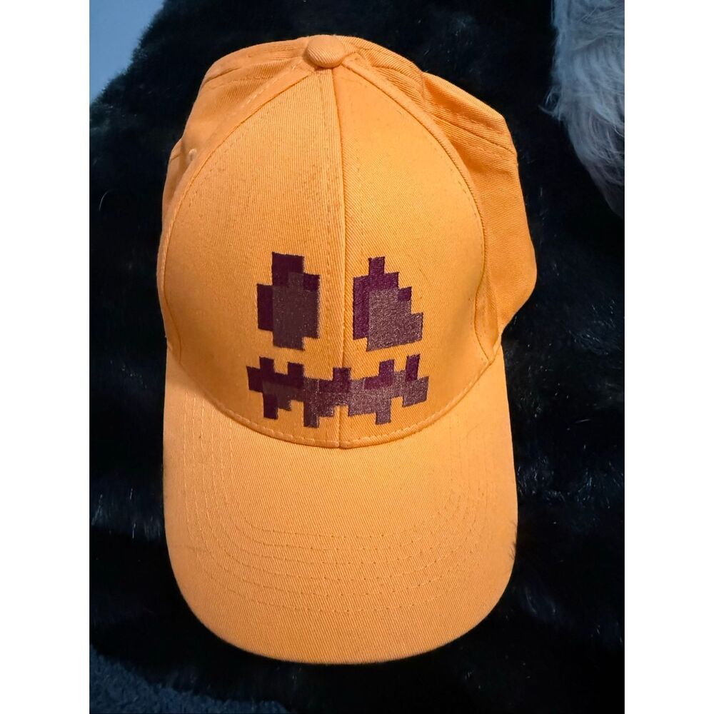 Majong 2018 Minecraft Orange Pixel Pumpkin Adjustable Strap Baseball Hat Cap